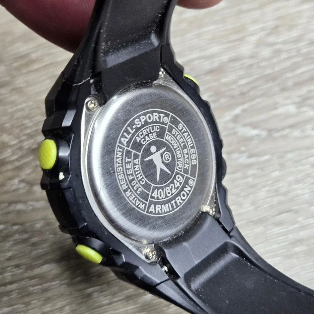 Armitron Men's All Sport Digital Watch 40/8249 Black Lime 330ft Water Resistant